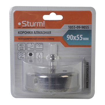 Изображение товара Алмазная коронка Sturm 1055-09-9055 для сверления в плитке стекле керамике 90 мм