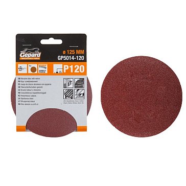 Изображение товара Шлифлист круглый самосцепляющийся Gepard GP5014-240, 125 мм Р240 5 штук