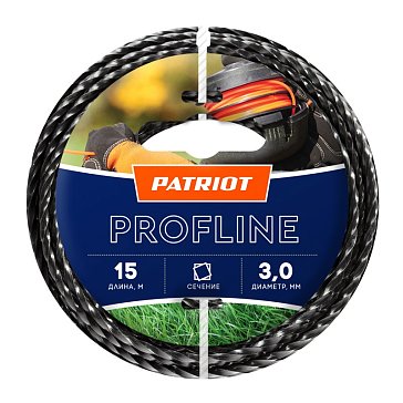 Изображение товара Леска для триммеров Patriot Profline 300-15-5 805402211, витой квадрат, 3 мм, 15 м