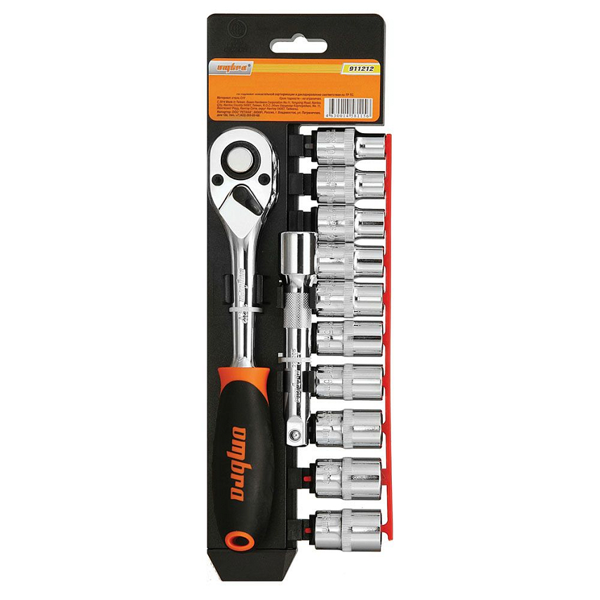 Набор головок торцевых с аксессуарами Ombra 911212, 1/2"DR, 10-19 мм, 12 предметов в Туле