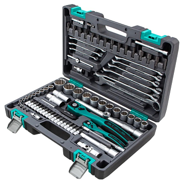 Изображение товара Набор инструментов Stels 14117, 1/2", 1/4", CrV, 12-гранные головки, пластиковый кейс, 82 предмета