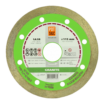 Изображение товара Круг отрезной алмазный PDT Granite 1А1R 115х1.4х10х22.2 мм