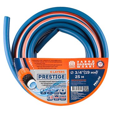 Изображение товара Шланг для полива шестислойный ПолимерШланг ТЭП PRESTIGE 3/4", 25 м