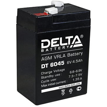 Изображение товара Аккумулятор Delta DT 6045 6 В 4.5 Ач свинцово-кислотный для техники