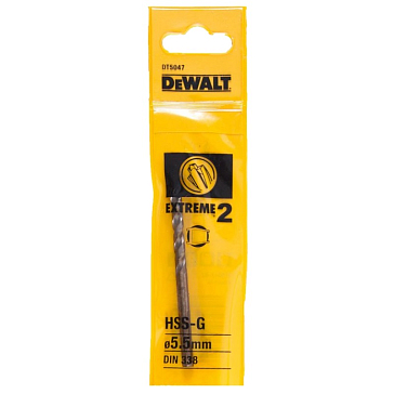 Изображение товара Сверло по металлу DeWalt Extreme 2 DT5047-QZ, HSS-G, 5.5х93х57 мм