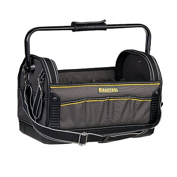 Изображение товара Сумка каркасная инструмент Kraftool "INDUSTRIE" 38741, жесткое пластик дно, 20 карманов, 8 петель-держателей, L=46см 