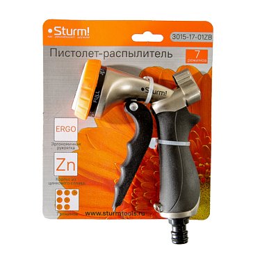 Изображение товара Пистолет для полива Sturm 3015-17-01ZB 7 режимов цинковый корпус