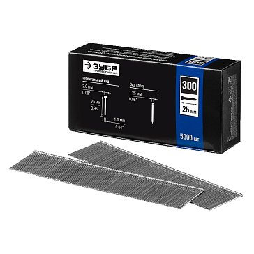 Изображение товара Гвозди Зубр "ПРОФЕССИОНАЛ" 31830-25 тип 300, 25 мм, особотвердые, 5000шт