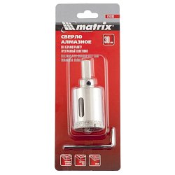 Cверло алмазное по керамограниту Matrix 726303, 30x67 мм