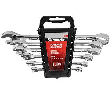 Изображение товара Набор ключей комбинированных Matrix 15414, 6 - 17 мм, 6 шт., CrV, полированный хром