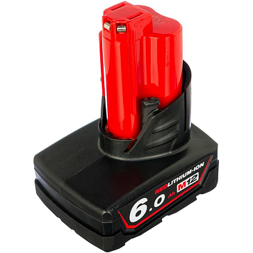 Изображение товара Аккумулятор Milwaukee M12 B6 4932451395 (литий-ионный, 12v, емкость 6Ач, безопасный, вес 0.8 кг)