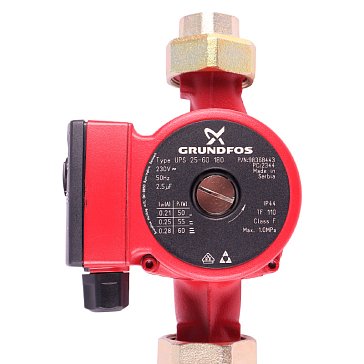 Изображение товара Циркуляционный насос Grundfos UPS 25-60/180, 60 Вт, с гайками