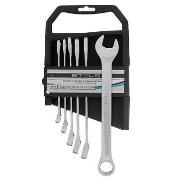 Изображение товара Набор ключей Stels 15427 8-17 мм матовый хром