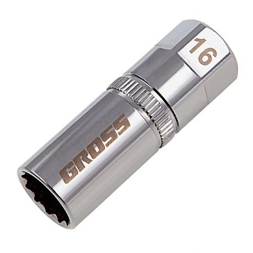 Изображение товара Головка торцевая Gross 13188, свечная, магнитная,12-гранная, 16 мм, под квадрат 1/2"
