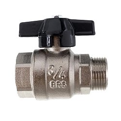 Кран шаровой Зубр 4-51324-C-3/4 полнопроходной "мама-папа", бабочка, хромиров латунь, 3/4" 