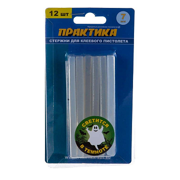 Изображение товара Клей для пистолета Практика 790-250, светящийся в темноте, 12 шт.