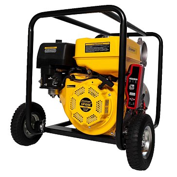 Изображение товара Мотопомпа Champion GP100E, 4", 1800л/мин, 6/30, 9лс, 6,5л, 50,1кг, эл.стартер, колеса