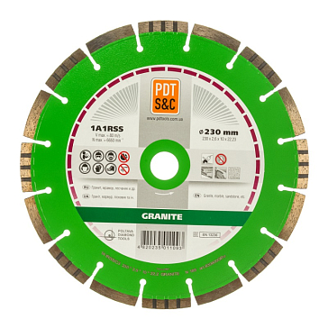 Изображение товара Круг отрезной алмазный PDT Granite 1А1RSS/C3 230 мм сегментный для камня