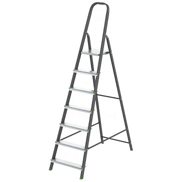 Изображение товара Стремянка Сибртех 97957 7 ступеней, стальной профиль, алюминиевые ступени, Россия