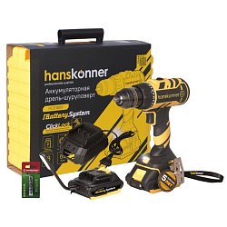Дрель аккумуляторная бесщеточная Hanskonner HCD1865 1BatterySystem