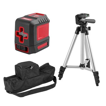 Изображение товара Нивелир лазерный Wortex LL 0210-1 0323139, со штативом, в кор., 2х130°, до 15 м, +/- 0.3 мм/м, красный