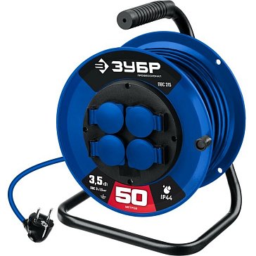 Изображение товара Силовой удлинитель на катушке Зубр ПВС 315 Профессионал 50м 4 розетки IP44