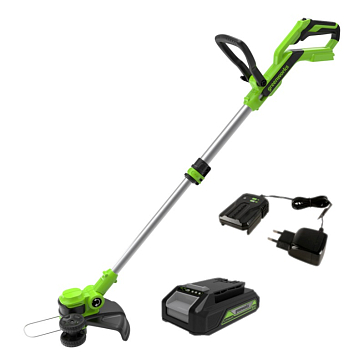 Изображение товара Аккумуляторный триммер Greenworks 24V, 30 см, аккумулятор 4Ач, регулировка штанги