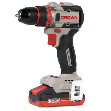 Изображение товара Аккумуляторная дрель-шуруповерт Crown CT21128HMX-2 BL 21700 20В с 2 аккумуляторами кейс