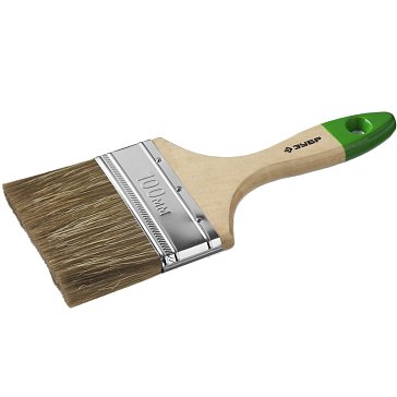 Изображение товара Кисть плоская Зубр "ЛАЗУРЬ-МАСТЕР" 4-01009-100, смешанная щетина, деревянная ручка, 100мм