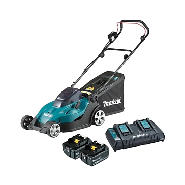 Изображение товара Аккумуляторная газонокосилка Makita DLM431PT2 с двумя аккумуляторами