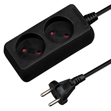 Изображение товара Удлинитель Юпитер JP8101-29, 3м, 2 роз., 2,2кВт, б/з, ПВС 2х0,75, черный