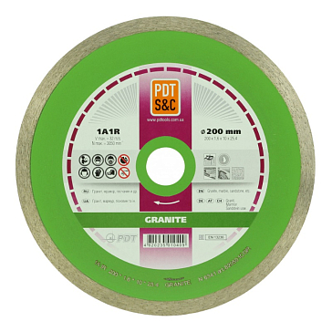 Изображение товара Круг отрезной алмазный PDT Granite 200 мм для мокрого реза