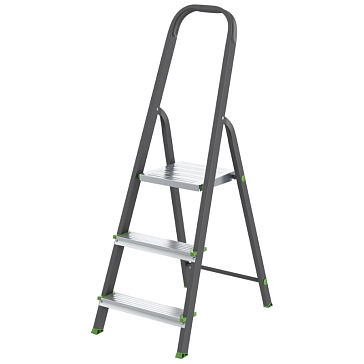 Изображение товара Стремянка Сибртех 97953 (3 алюминиевые ступени, стальной профиль)