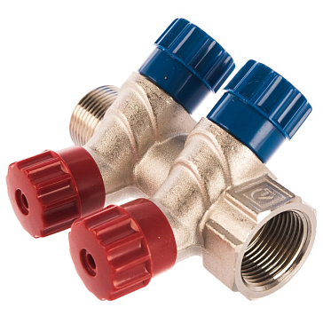 Изображение товара Коллектор с регулировочными вентилями Valtec VTc.560.N.0502 двухконтурный 1 и 3/4 дюйма никелевое п