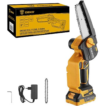 Изображение товара Пила цепная аккумуляторная Deko DKCHS 063-4307-2 20В 1x2.0Ач 2 цепи