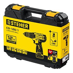 Дрель-шуруповерт Steher CD-120-2 12 В, 30 Нм, 2 АКБ (2 Ач), кейс
