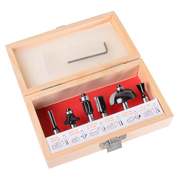 Изображение товара Набор фрез по дереву Вихрь 73/10/6/20 (6 шт., хвостовик 8 мм, кейс)