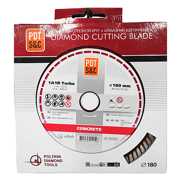 Изображение товара Круг отрезной алмазный PDT Turbo Concrete 180 мм 22.2 мм толщиной