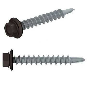 Изображение товара Саморез кровельный Starfix SMP2-44491-30 4.8х70 мм цинк шайба RAL 8019 30 шт