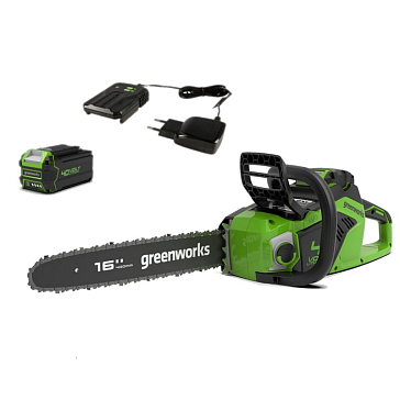 Изображение товара Цепная пила Greenworks 2005807UA, 40 см, 40 В с АКБ 2Ач