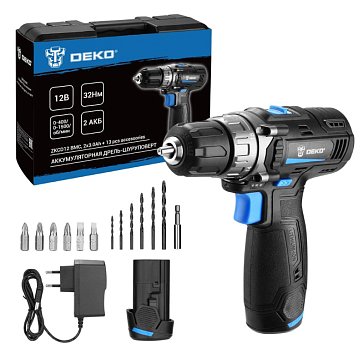 Изображение товара Дрель-шуруповерт Deko ZKCD12 SET6 084-1040 32 Нм с двумя аккумуляторами