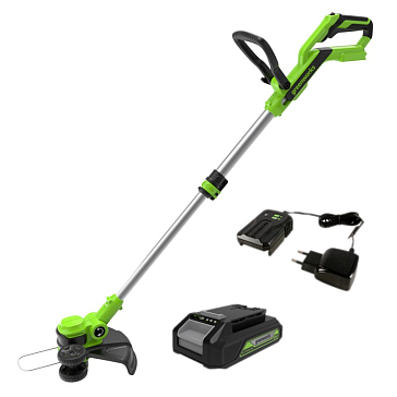 Изображение товара Аккумуляторный триммер Greenworks 2110407UA 24 В, 30 см, комплект с АКБ и зарядкой
