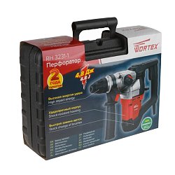 Перфоратор Wortex RH 3231-1 RH323111129, в кейсе + 2 зубила, 3 сверла, 1000 Вт, 4.8 Дж, 32 мм, 2 режима, SDS-plus