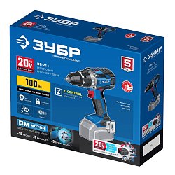 Дрель-шуруповерт бесщеточная Зубр DB-211 (20 В, 100 Нм, без АКБ)