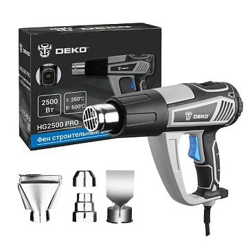 Изображение товара Фен строительный Deko HG2500 PRO 063-4336 (мощность 2500 Вт, макс температура 600°C, LCD, 2 режима)