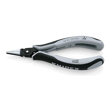 Изображение товара Плоскогубцы захватные прецизионные для электроники Knipex KN-3442130ESD, плоские широкие губки с насечкой, 130 мм