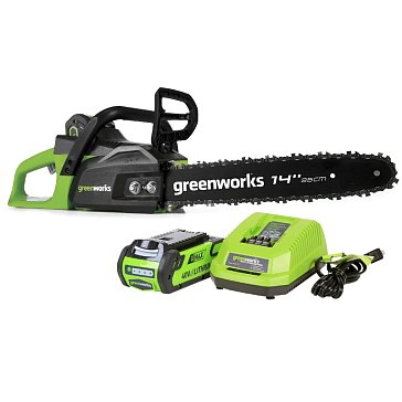 Изображение товара Цепная аккумуляторная пила Greenworks GD40CS15K2 14" 40 В бесщеточный двигатель