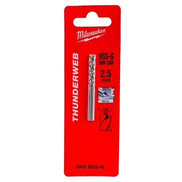 Изображение товара Сверло по металлу Milwaukee Thunderweb 4932352348, HSS-G, 2.5x57, 2 шт.