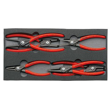 Изображение товара Набор щипцов Knipex KN-002001V02 SRZ прецизионных для внутренних и внешних стопорных колец, ложемент, 6 пр.