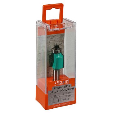 Изображение товара Фреза кромочная калевочная с подшипником Sturm RB09-081918, 12,7 мм, DxHxL 18x19x63,3 мм, хв.8